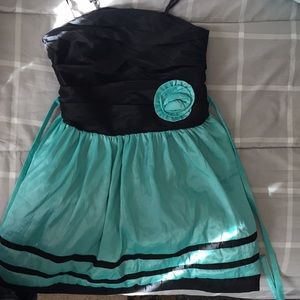 Jessica McClintock turquoise and black dress